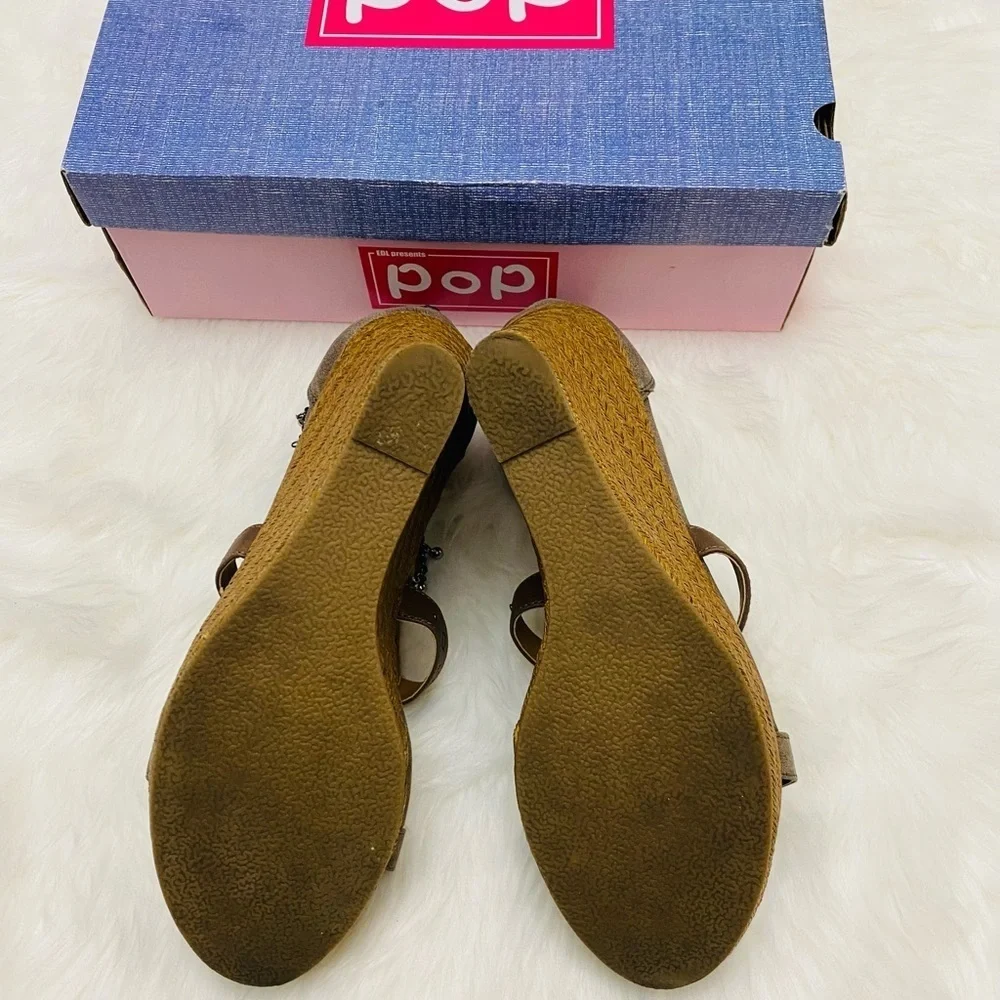 POP Maine gray/taupe wedge sandal, Sz. 11